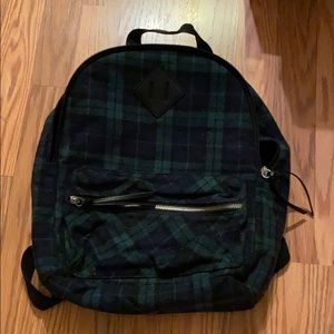 Green plaid backpack